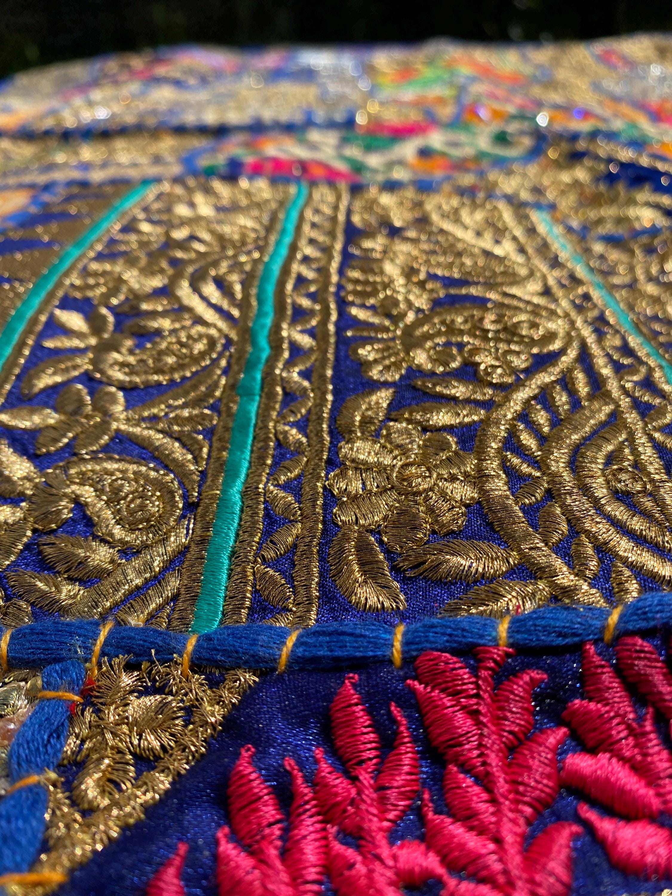 Midnight Maharaja Blue and Gold Wall Hanging – final product view