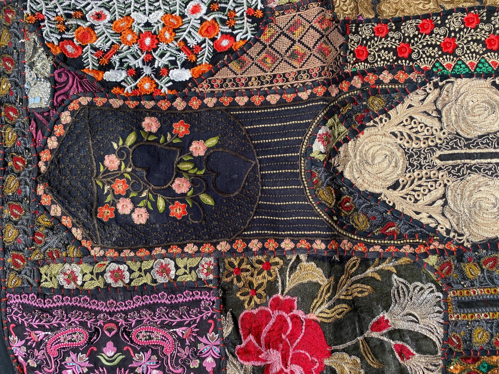 Midnight Bazaar Vintage Indian Wall Hanging – scale and detail view