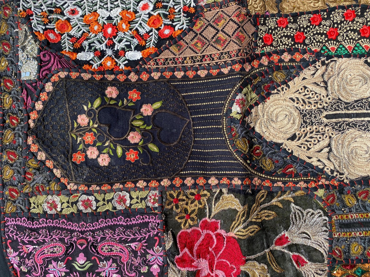 Midnight Bazaar Vintage Indian Wall Hanging – scale and detail view