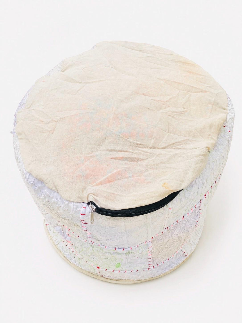 Ivory Vintage Indian Patchwork Pouffe – additional detail