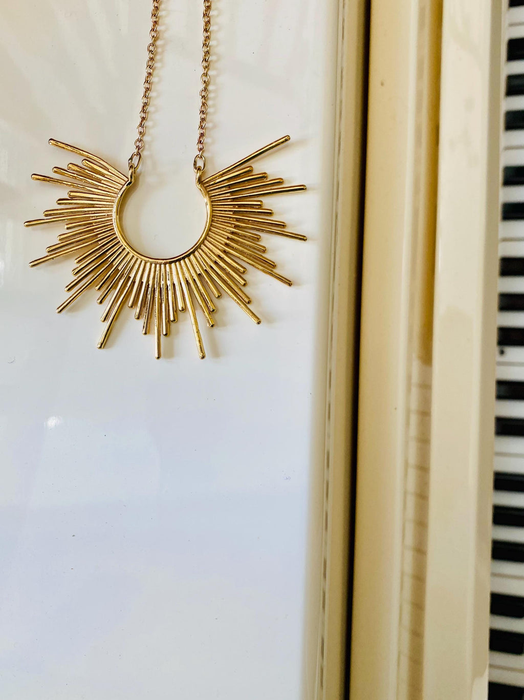 Handmade Solid Brass Sunburst Necklace – alternate product view
