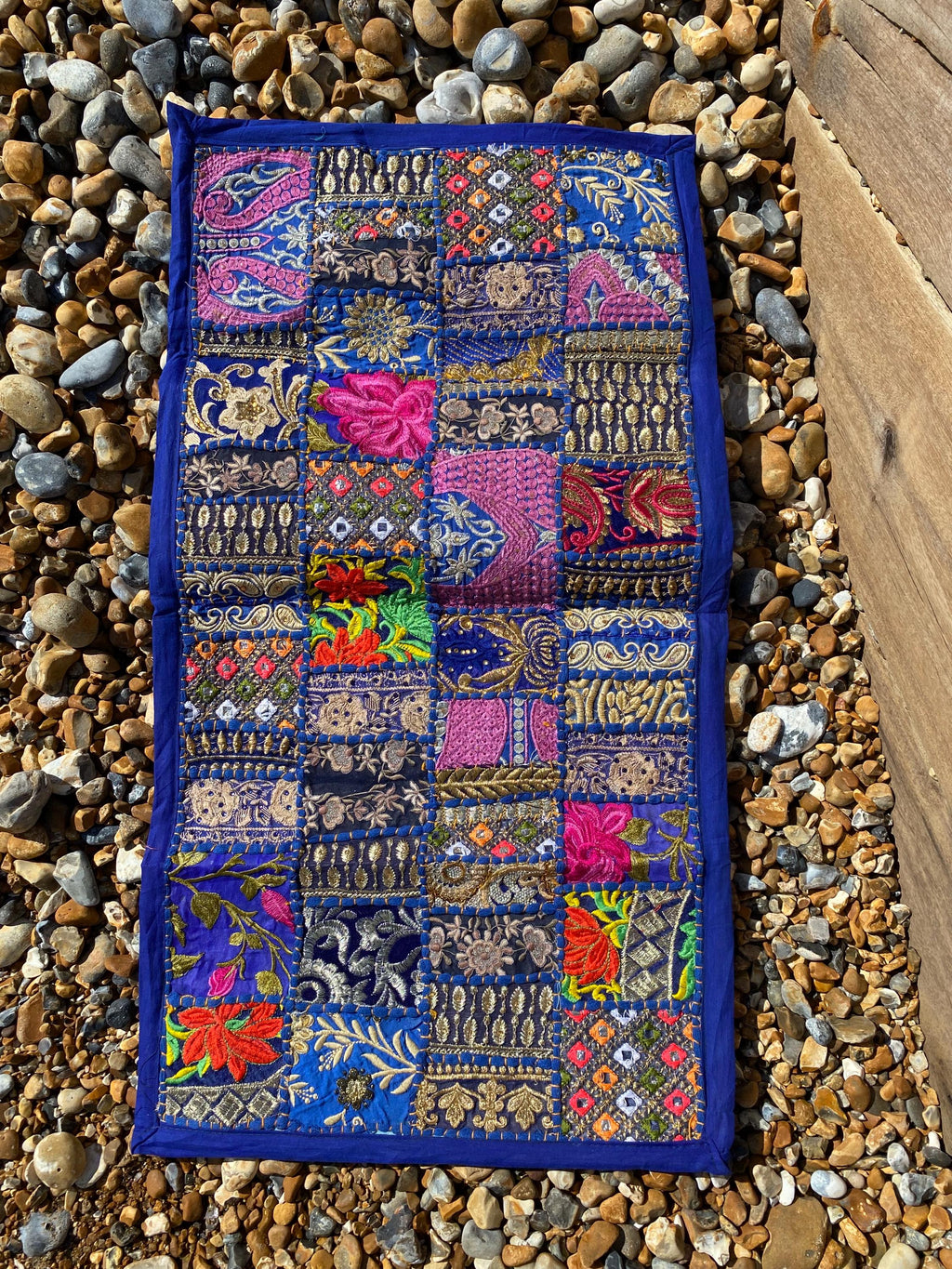 Blue Vintage Indian Patchwork Wall Hanging – main product view