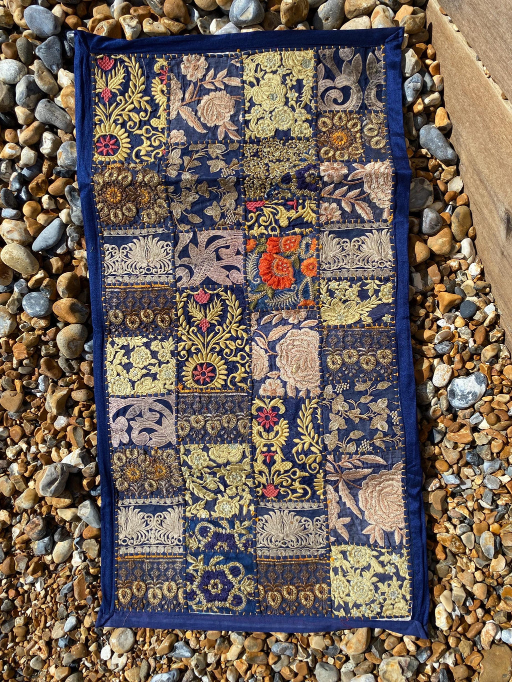 Blue Vintage Indian Patchwork Wall Hanging – additional product view
