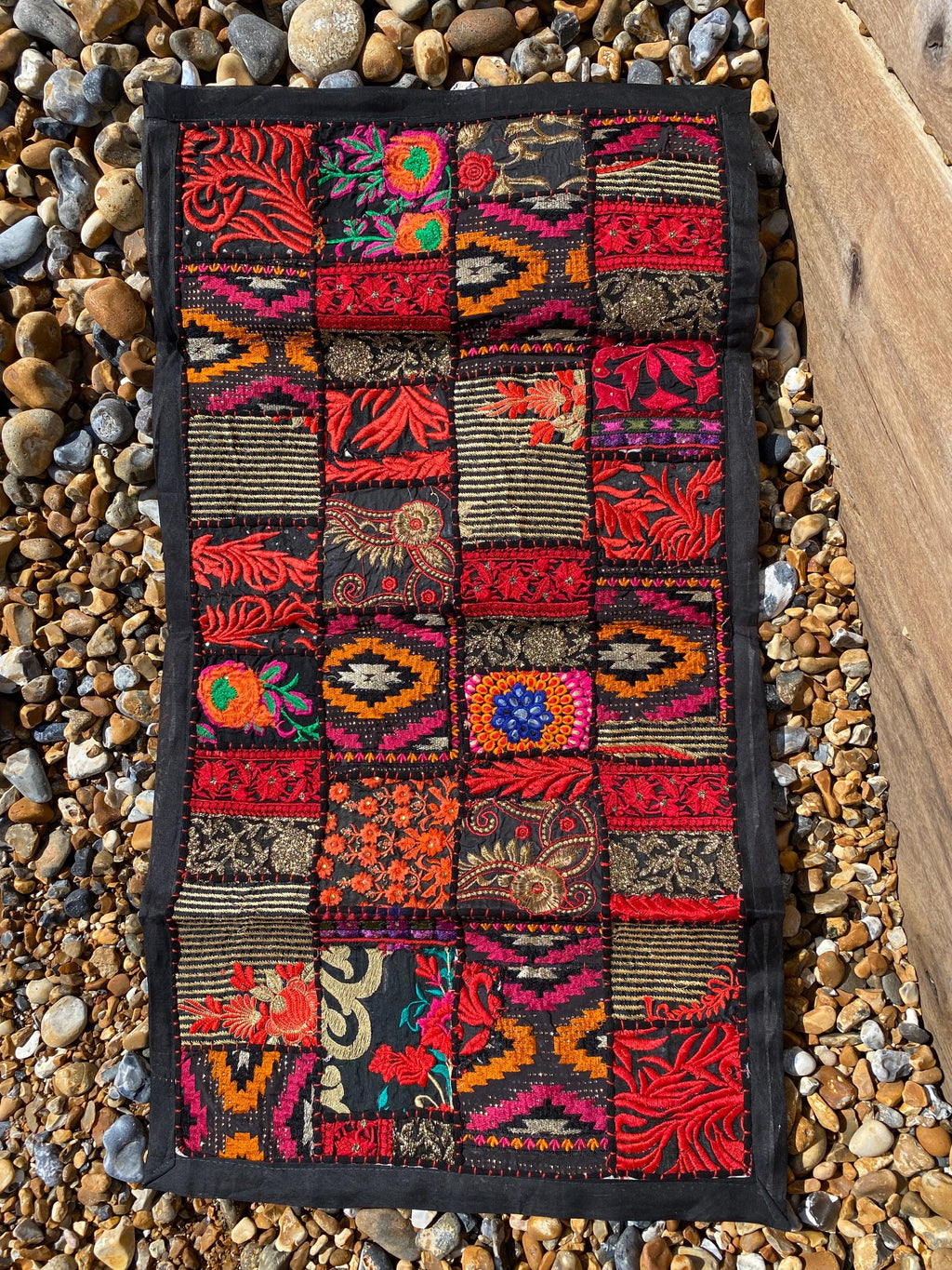 Berry Tone Vintage Indian Patchwork Wall Hanging – main product view