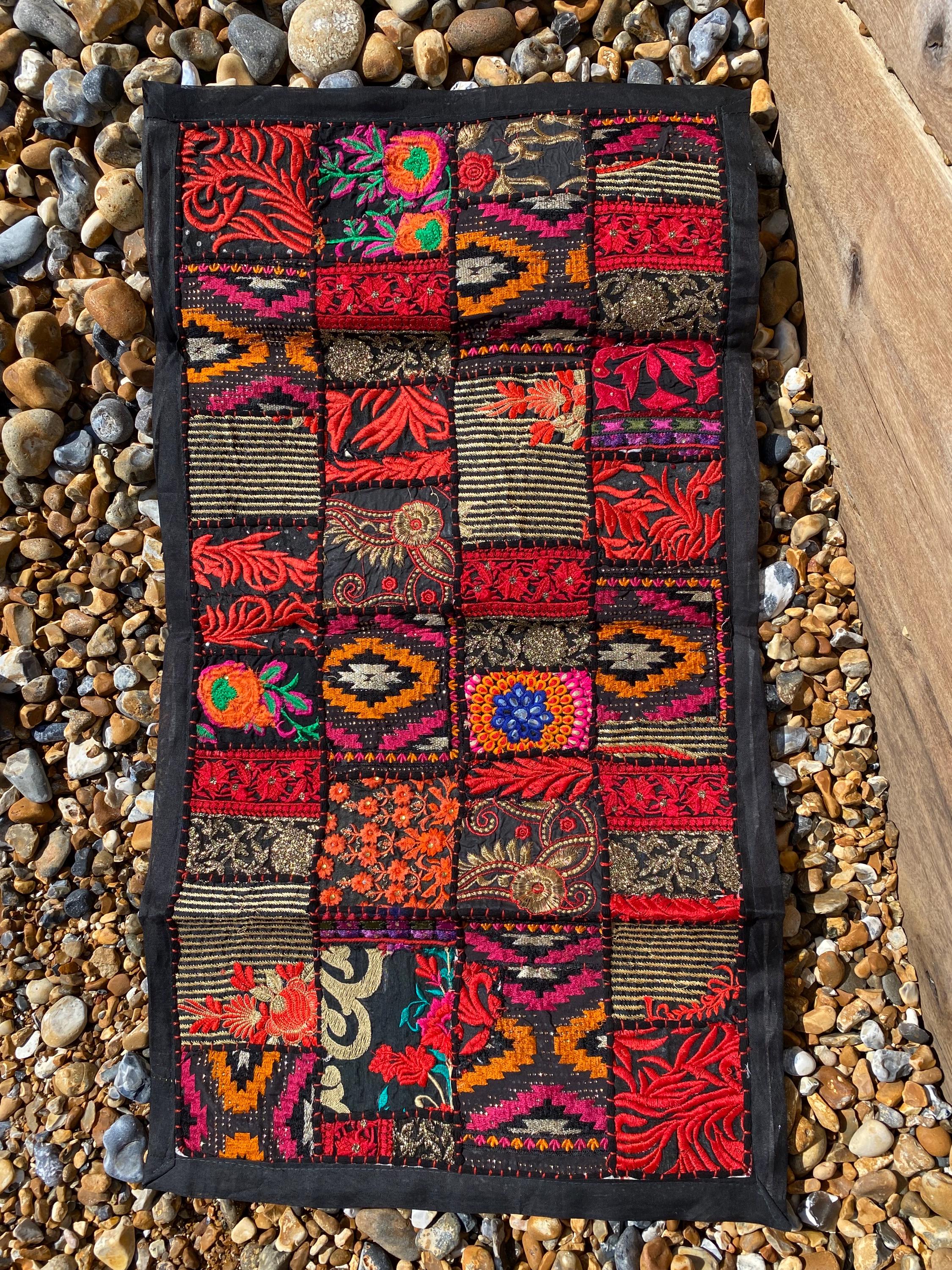 Berry Tone Vintage Indian Patchwork Wall Hanging – main product view