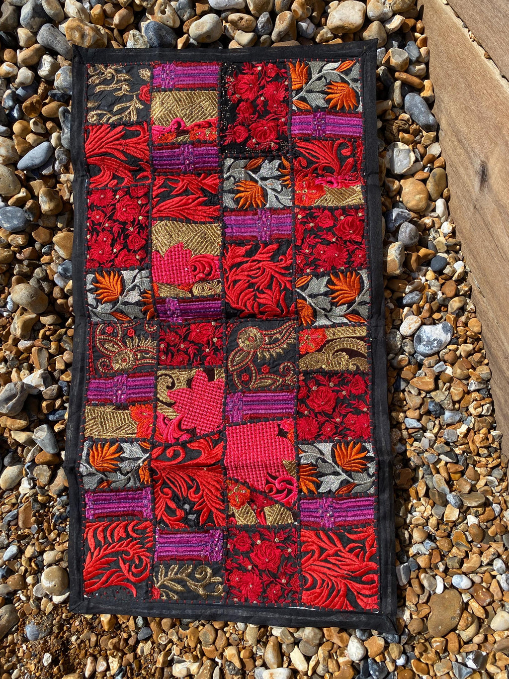 Berry Tone Vintage Indian Patchwork Wall Hanging – alternate product view