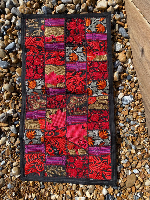 Berry Tone Vintage Indian Patchwork Wall Hanging – alternate product view