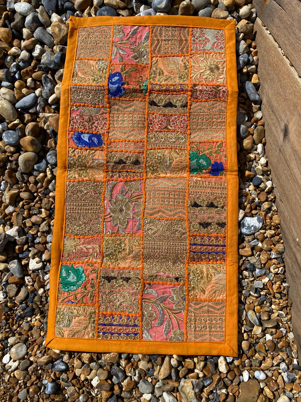 Earth Tone Vintage Indian Patchwork Wall Hanging – alternate product view