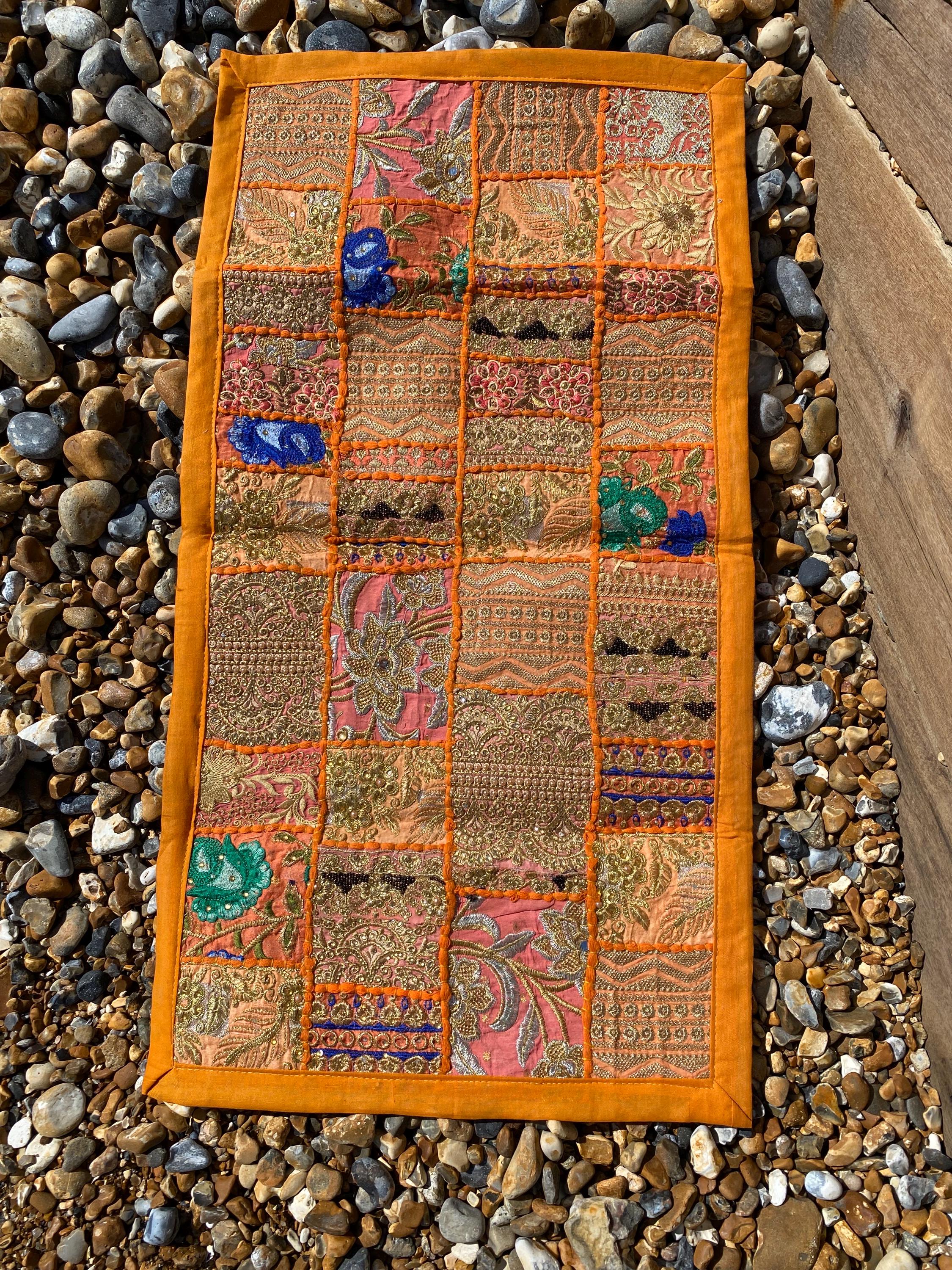 Earth Tone Vintage Indian Patchwork Wall Hanging – alternate product view