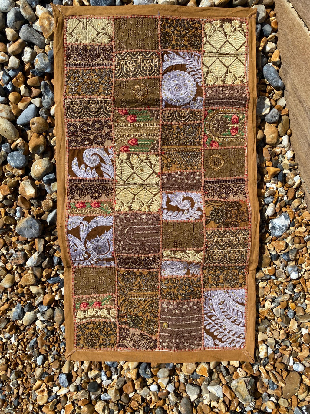 Earth Tone Vintage Indian Patchwork Wall Hanging – main product view