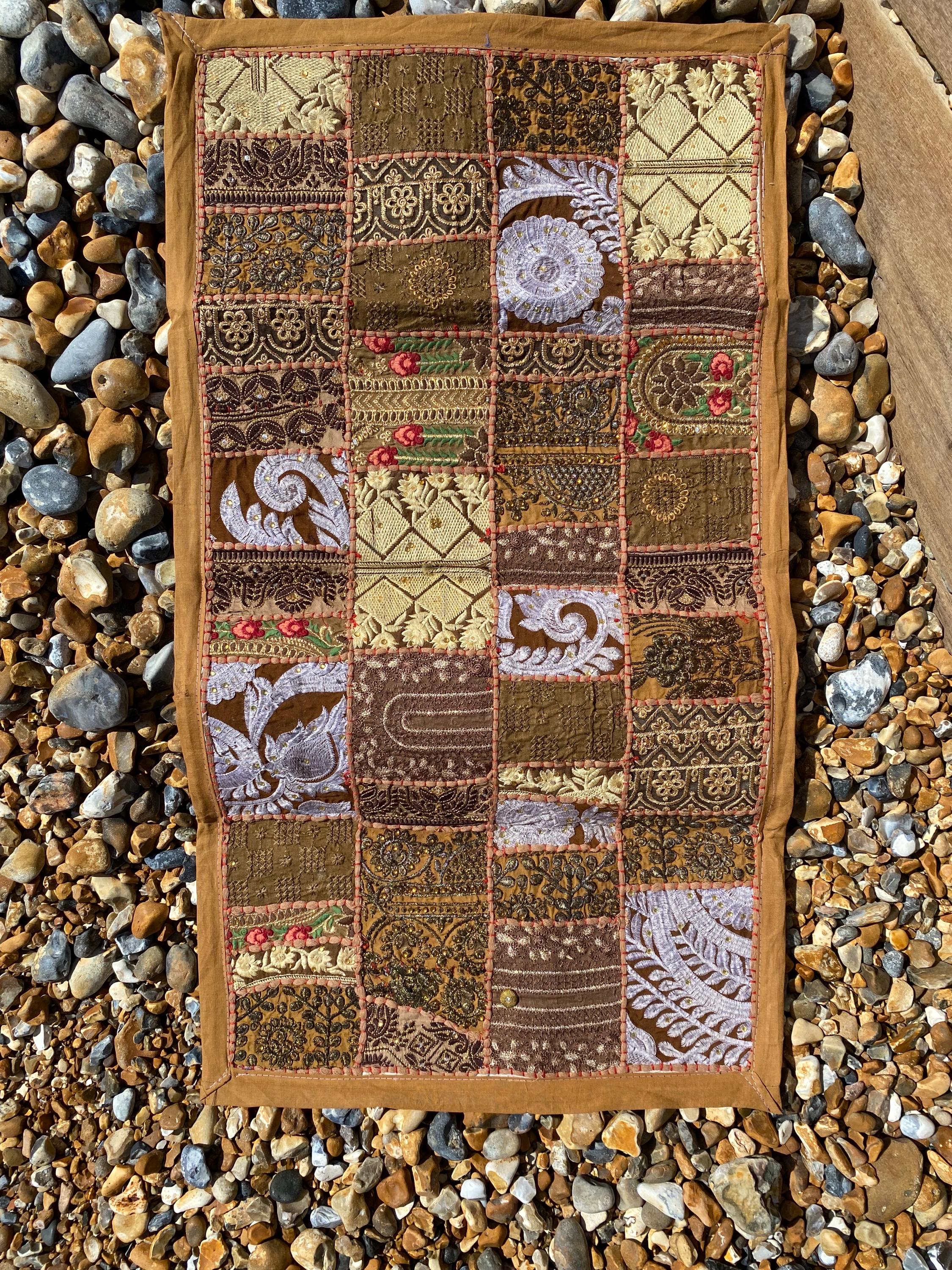 Earth Tone Vintage Indian Patchwork Wall Hanging – main product view