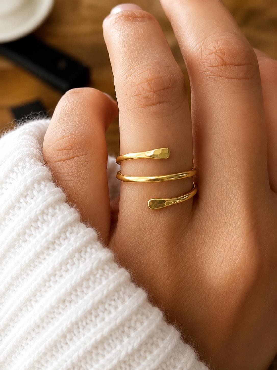 Adjustable Brass Spiral Wrap Ring – main product view