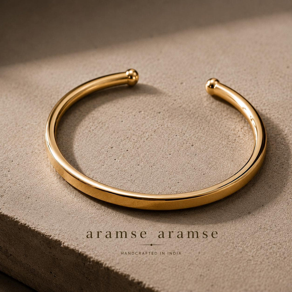 Men's Minimal Solid Brass Cuff Bracelet – main product view