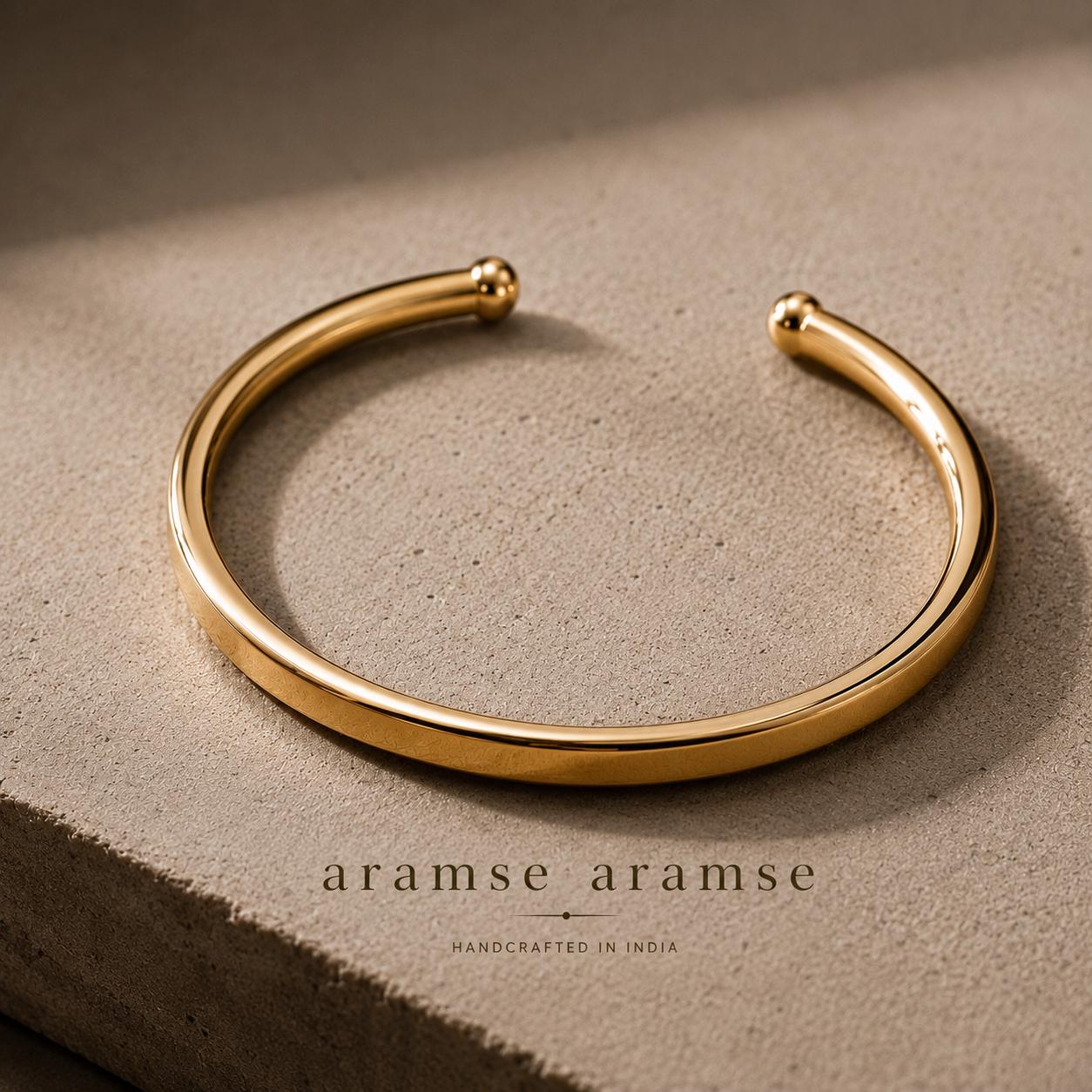 Men's Minimal Solid Brass Cuff Bracelet – main product view