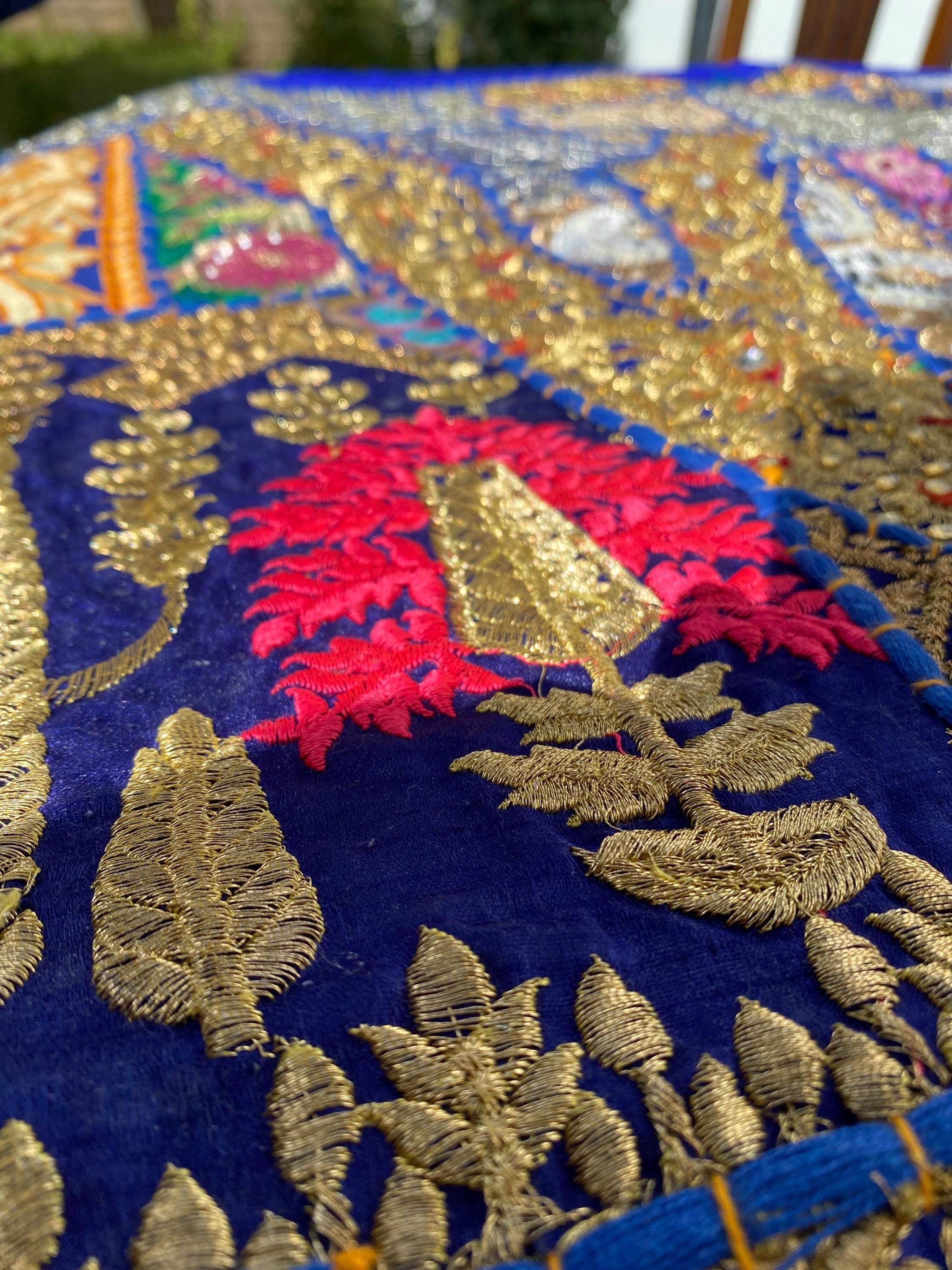 Midnight Maharaja Blue and Gold Wall Hanging – product styling view
