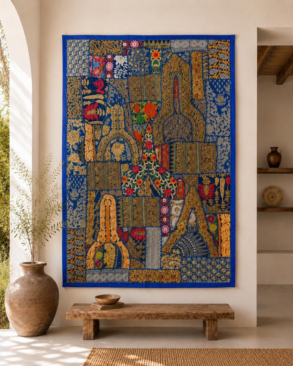 Midnight Maharaja Blue and Gold Wall Hanging – main product view