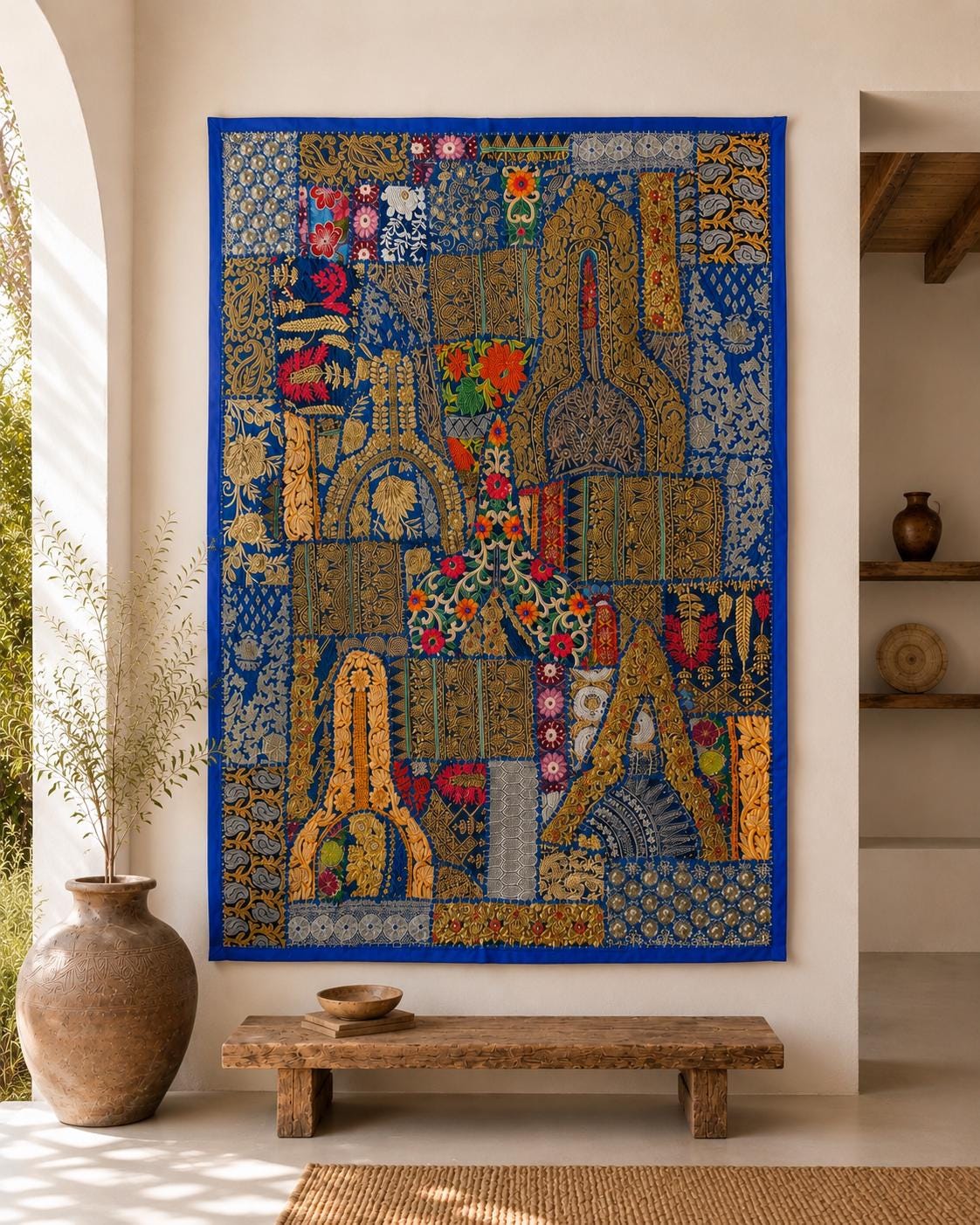 Midnight Maharaja Blue and Gold Wall Hanging – main product view