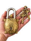 Vintage Brass Turtle Padlock with Keys – main product view