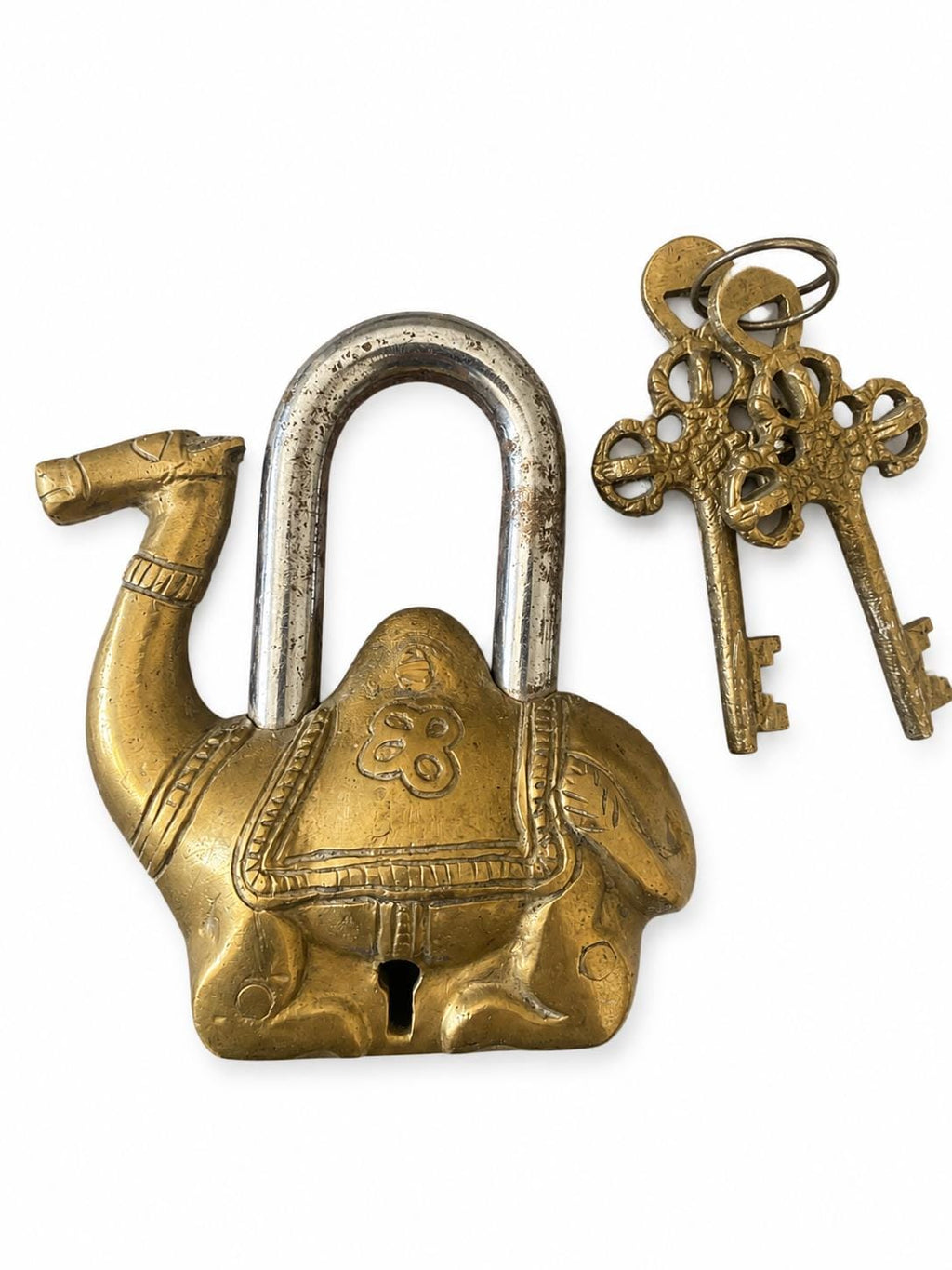 Vintage Brass Camel Padlock with Keys – alternate product view