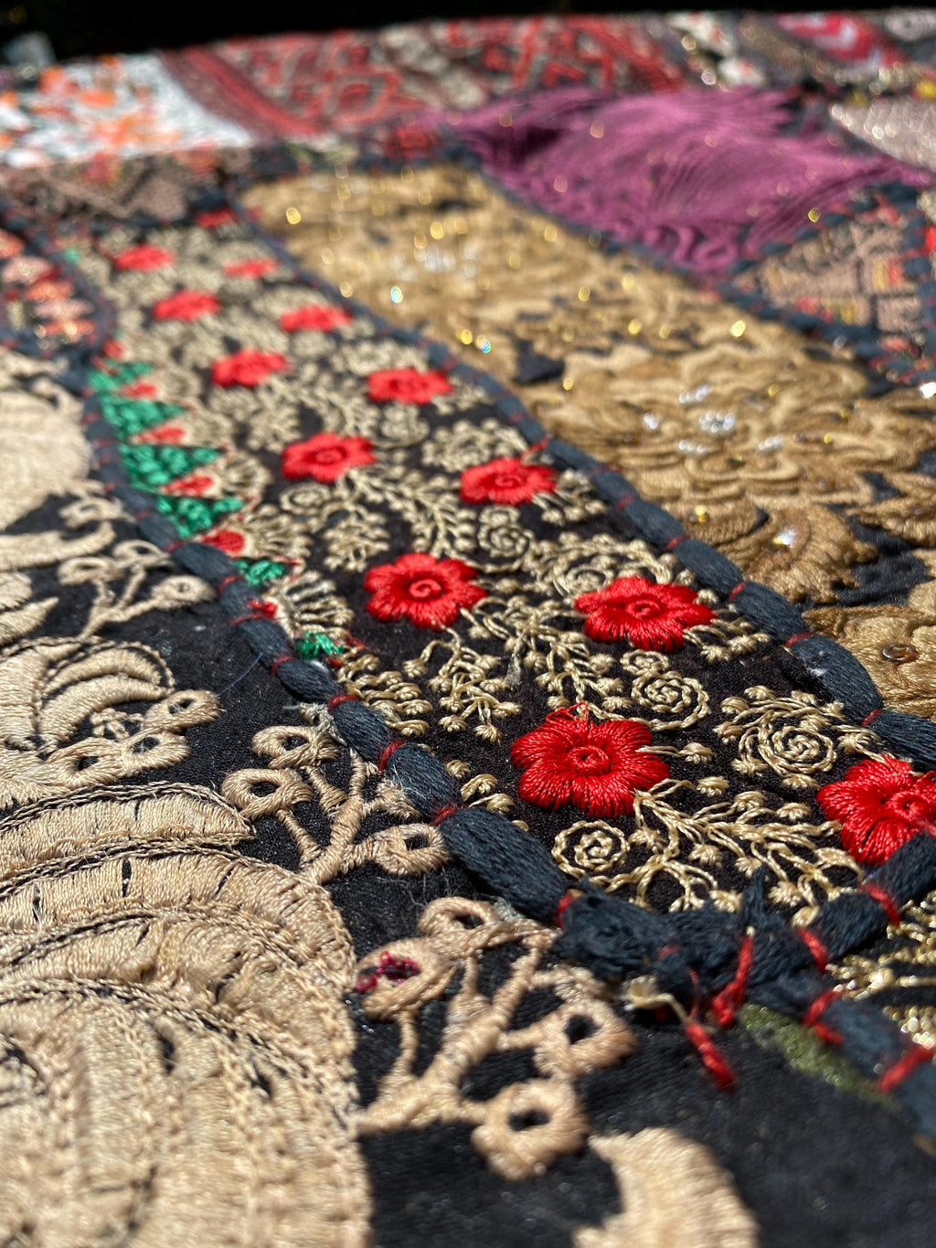 Midnight Bazaar Vintage Indian Wall Hanging – texture and finish detail