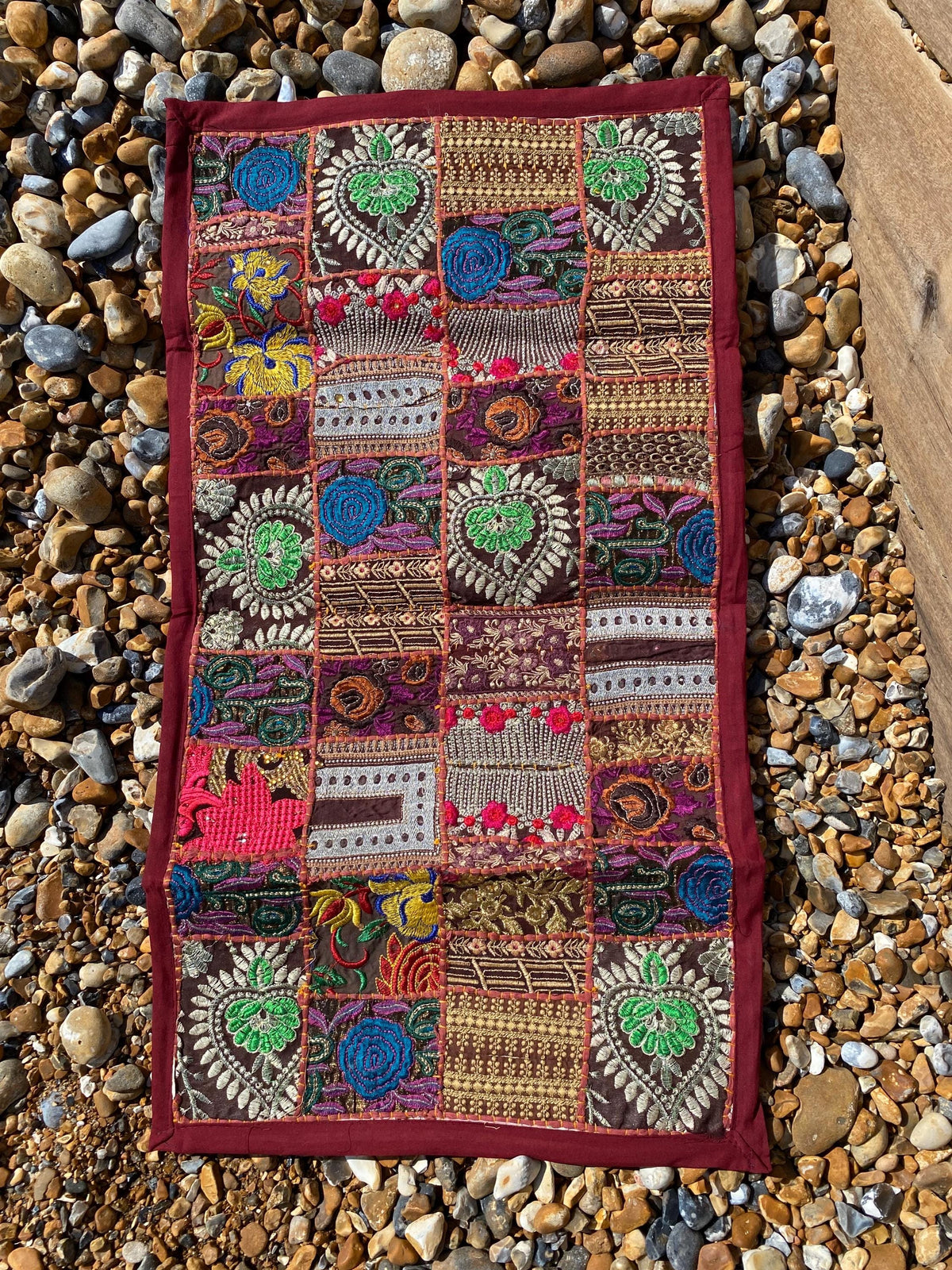 Berry Tone Vintage Indian Patchwork Wall Hanging – additional product view