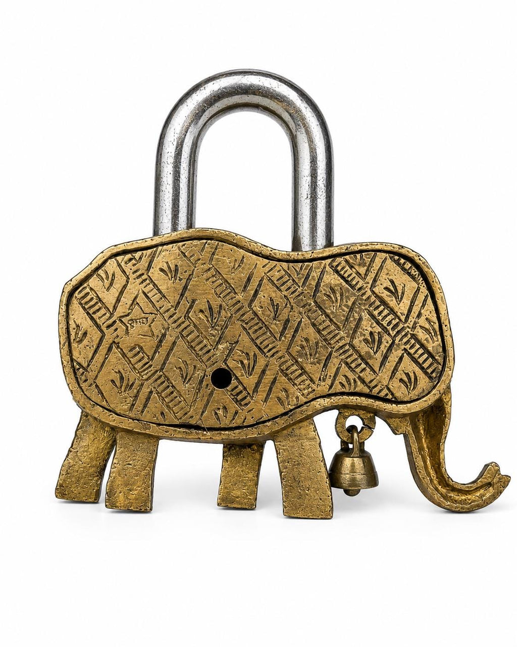 Vintage Brass Elephant Padlock with Keys – additional detail