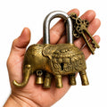 Vintage Brass Elephant Padlock with Keys – main product view