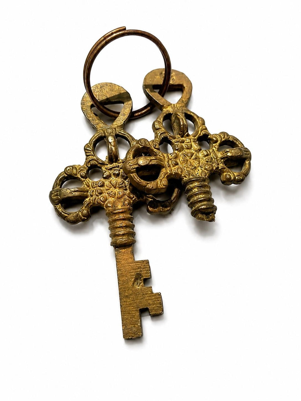 Vintage Brass Fish Padlock with Skeleton Key – close-up detail
